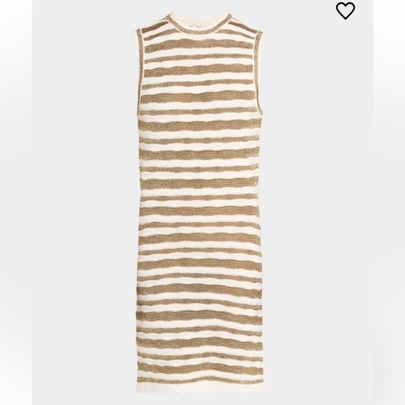 Veronica Beard Templeton Cream & Tan Sleeveless Stripe Knit Dress | Size Small - Picture 5 of 15